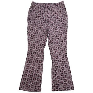 Boden Womens Pants  6R Pink Navy Blue Retro Geometric‎ Print Flare Trousers